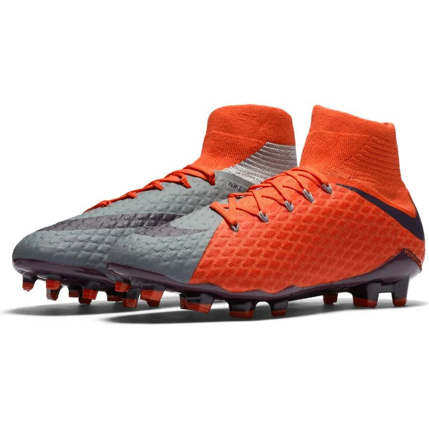 Nike Womens Hypervenom Phatal III Dynamic Fit FG Firm Ground Football Boot Grey Purple Orange