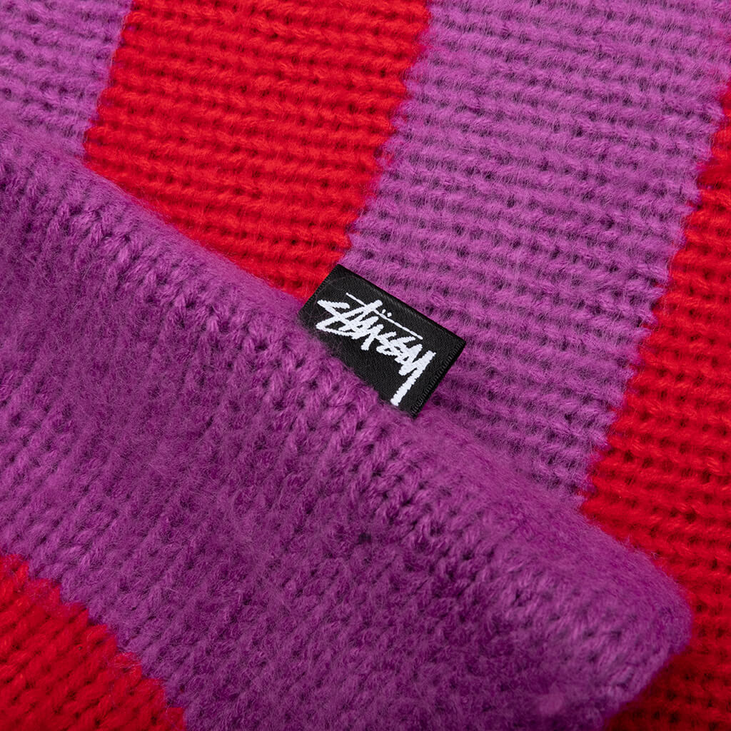 Striped Brushed Cardigan Purple