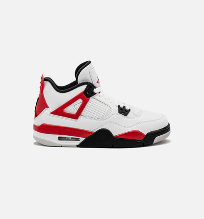 Air Jordan 4 Retro Red Cement Grade School Lifestyle Shoe White Red Free Shipping