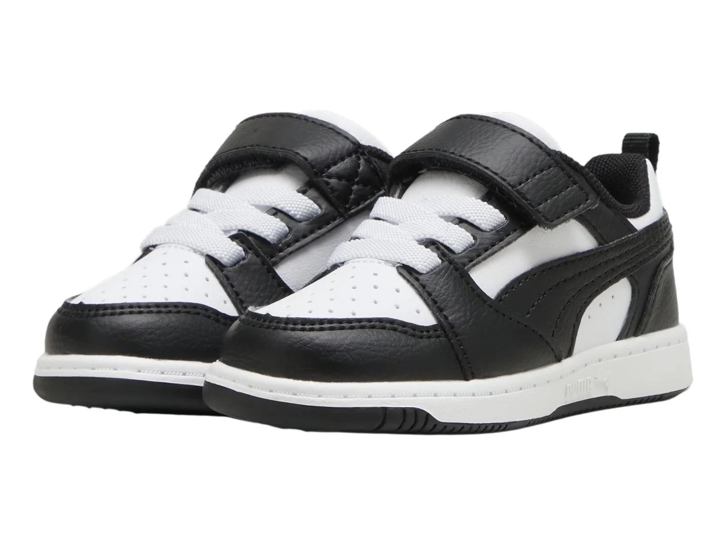 Tenis PUMA Rebound V6 Lo Blanco y Negro para Niño