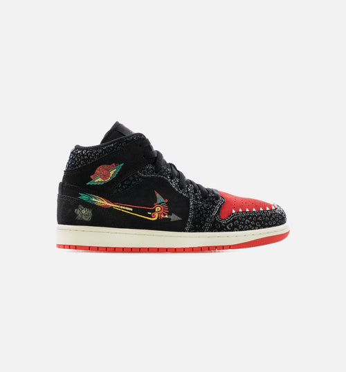 Air Jordan 1 Mid Siempre Familia Mens Lifestyle Shoe Black Sail Roma Green Chile Red