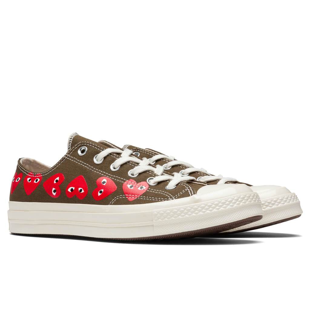 Converse x Comme Des Garcons PLAY All Star Chuck 70 Ox Multi Heart Khaki