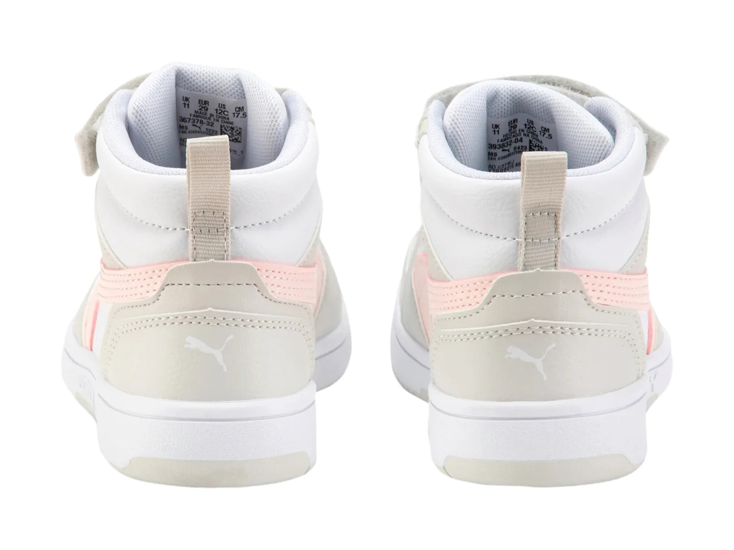 Tenis PUMA Rebound V6 Mid Blancos y Rosas para Niña