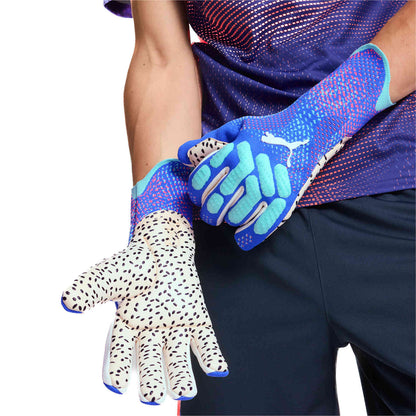 PUMA Future Ultimate NC Goalkeeper Gloves Blue Sunset Glow Electric Pepp