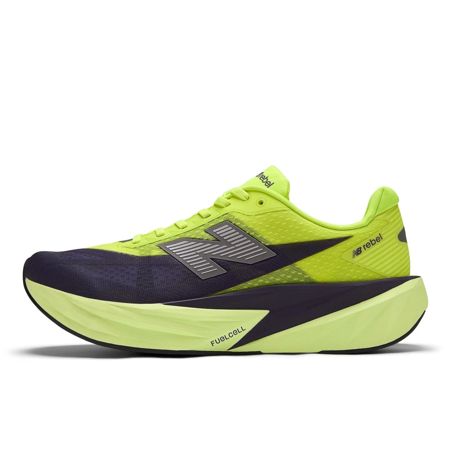 Men's FuelCell Rebel v5 in Alkaline Green with Boysenberry and Dark Silver Metallic