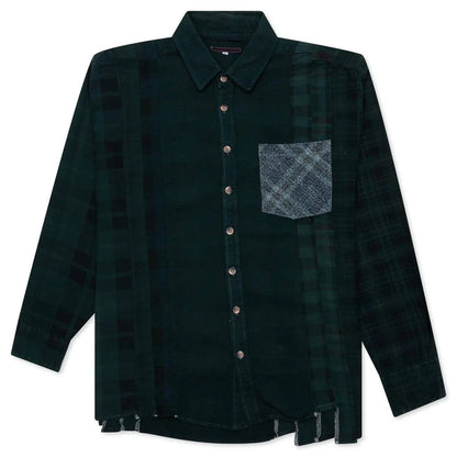 Flannel Shirt 7 Cuts Shirt Over Dye Green