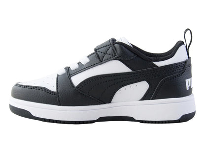 Tenis PUMA Rebound V6 Lo AC Blanco y Negro para Niño