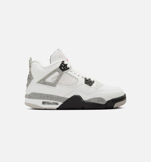 Air Jordan 4 Retro White Cement Grade School Lifestyle Shoe Summit White Fire Red Cement Grey Black