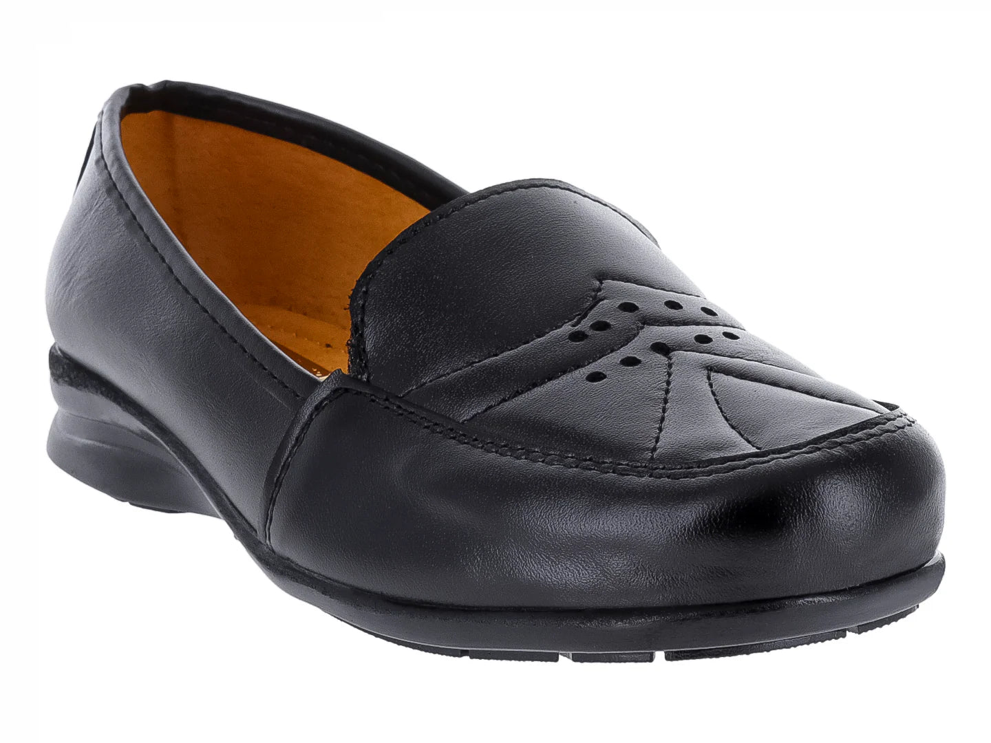 Zapatos Planos de Piel Negro Luna Rosa para Mujer