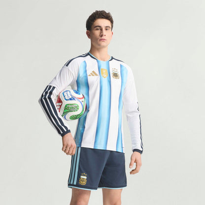 adidas Argentina Home Authentic Long Sleeve Mens Soccer Jersey 26 White Blue