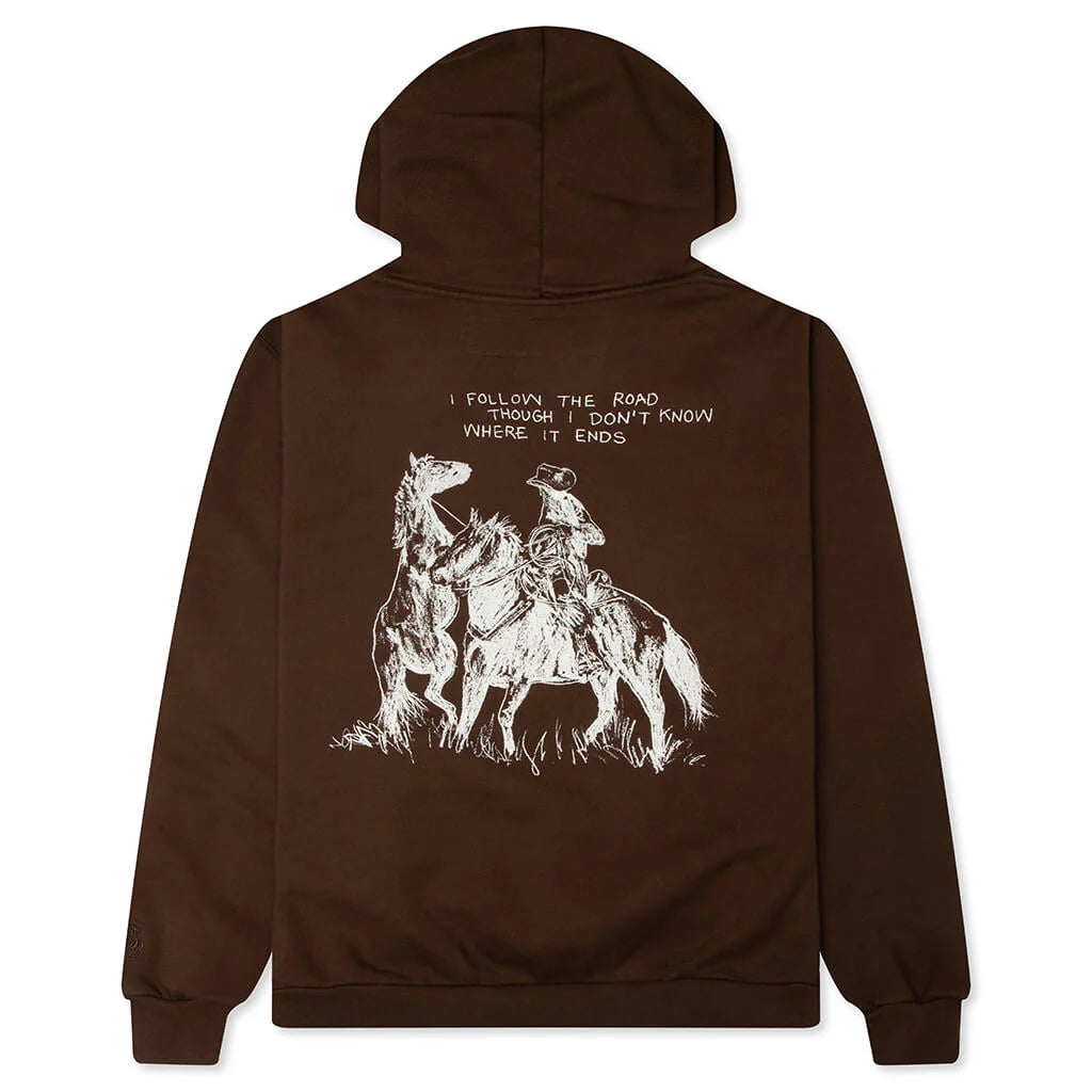 Follow The Road Pullover Hoodie Dark Brown