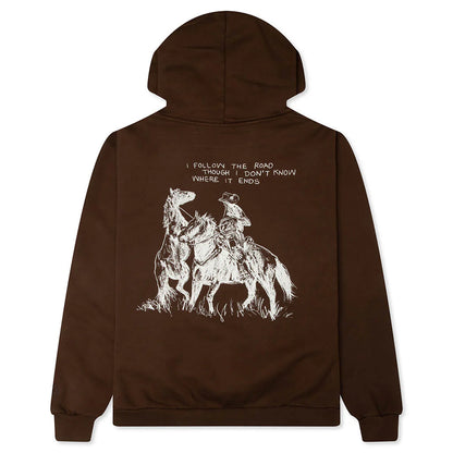 Follow The Road Pullover Hoodie Dark Brown