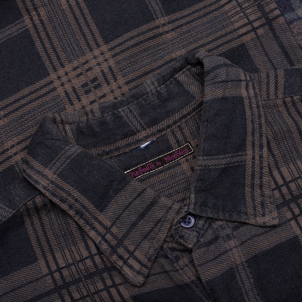Over Dye 7 Cuts Wide Shirt Brown