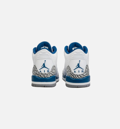 Air Jordan 3 Retro Wizards True Blue Grade School Lifestyle Shoe White Blue