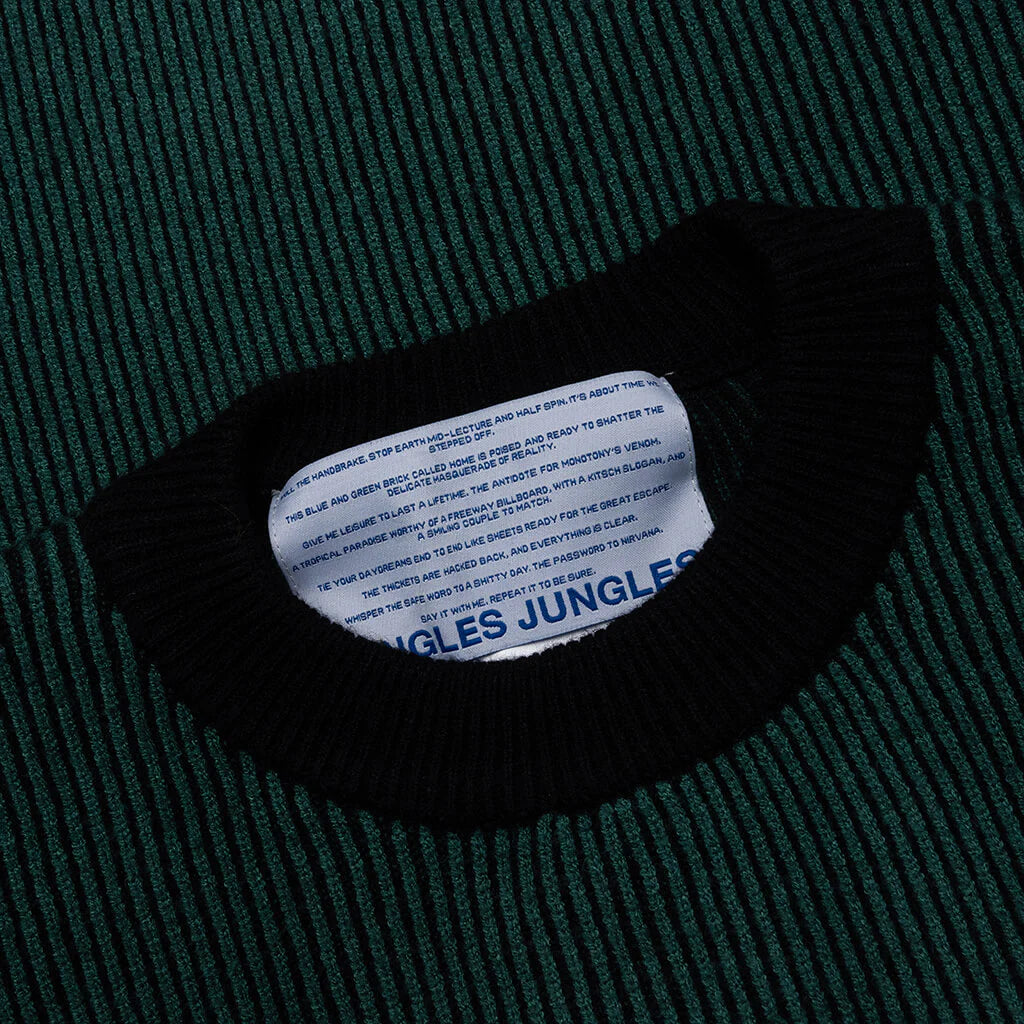 Two Tone Rib Knit Green Black