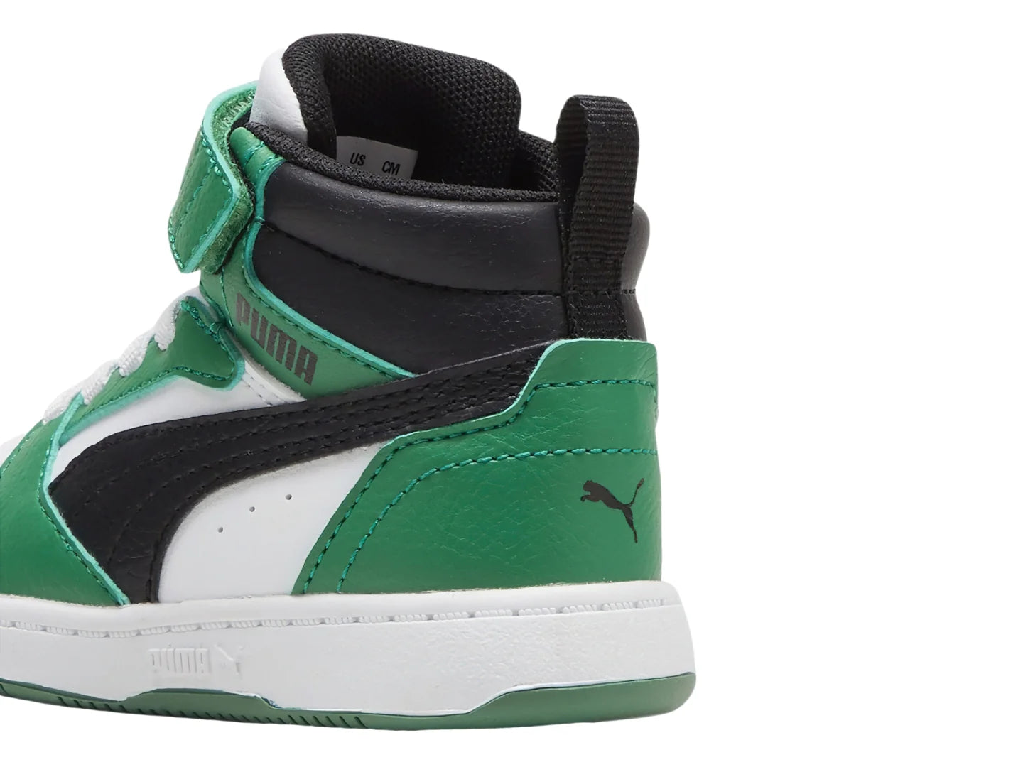 Tenis PUMA Rebound V6 Mid Blanco y Verde para Niño