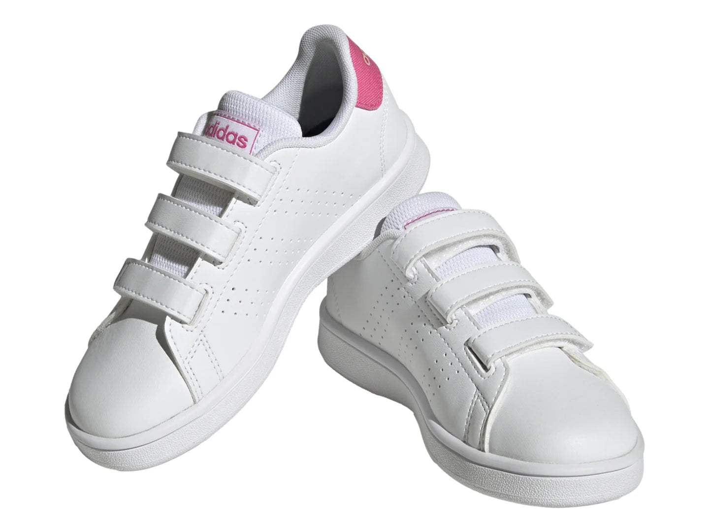 Tenis Adidas Advantage CF C Blanco y Rosa para Niña