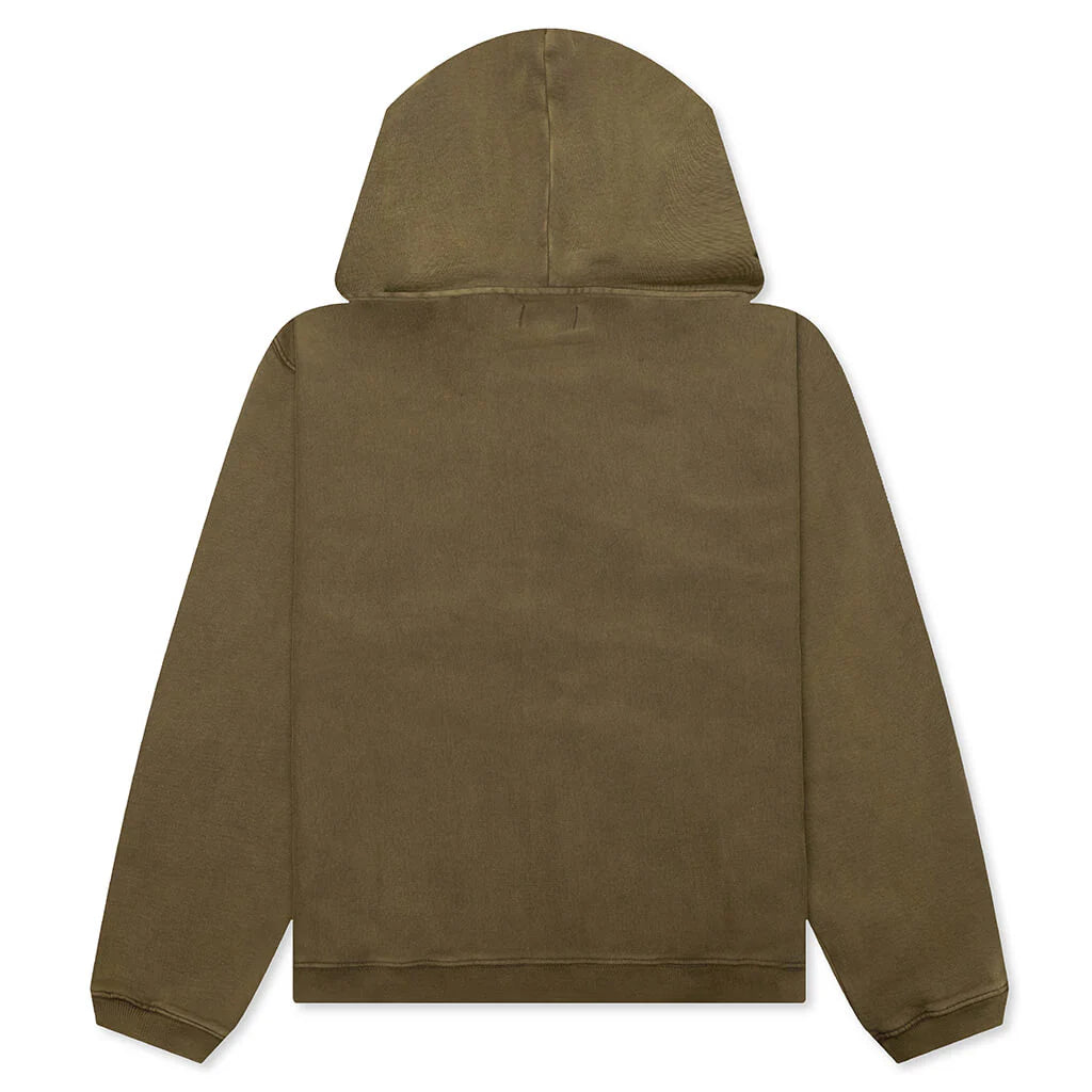 Faded Graphic Zip Hoodie Olive