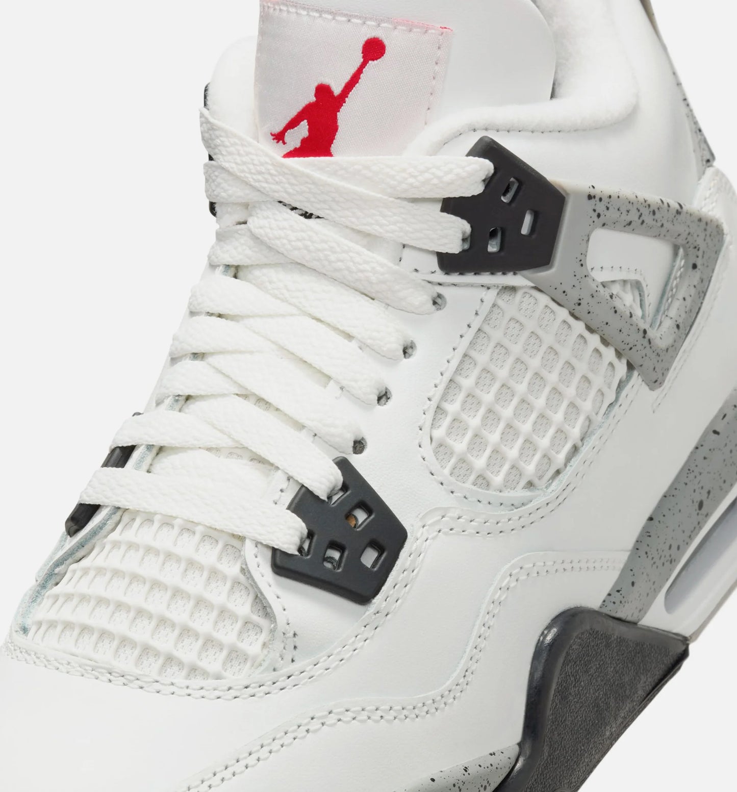 Air Jordan 4 Retro White Cement Grade School Lifestyle Shoe Summit White Fire Red Cement Grey Black
