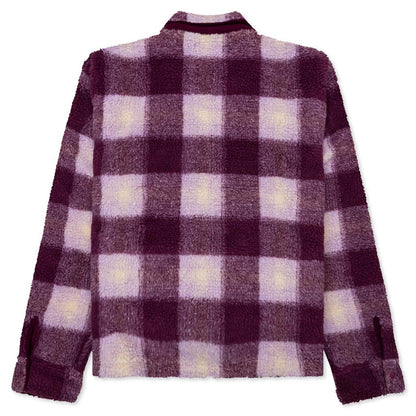 Zip Sherpa Shadow Plaid Berry