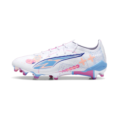 PUMA Ultra 5 Ultimate Vol UP FG Firm Ground Soccer Cleats White Luminous Blue