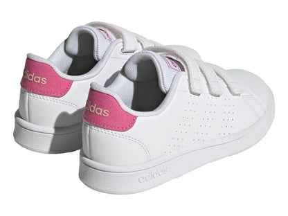 Tenis Adidas Advantage CF C Blanco y Rosa para Niña