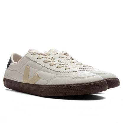 Womens Panenka Leather White Black Bark