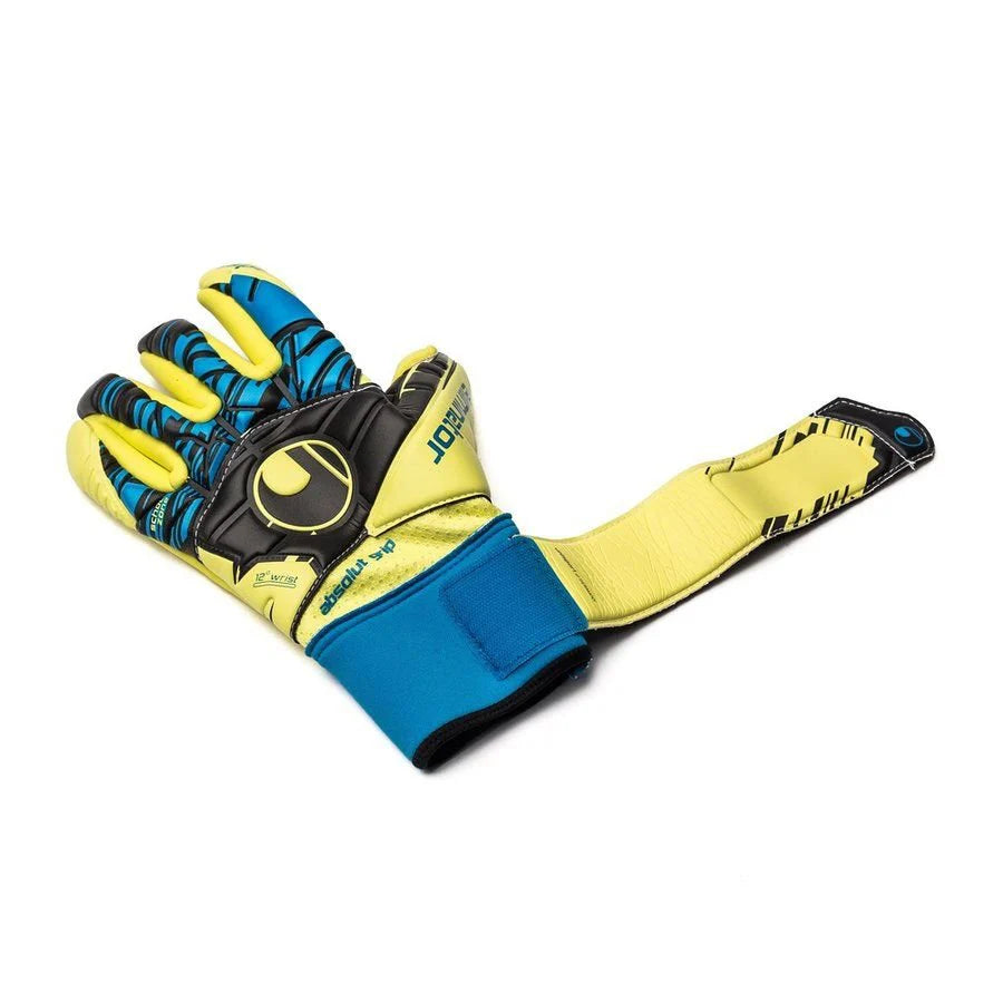 Uhlsport Eliminator Absolutgrip FS Goalkeeper Gloves Yellow Black Blue
