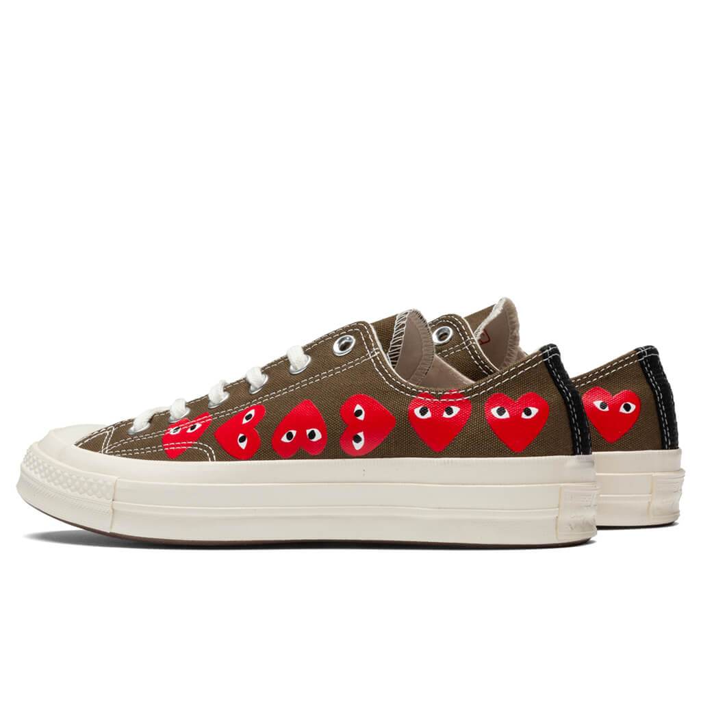 Converse x Comme Des Garcons PLAY All Star Chuck 70 Ox Multi Heart Khaki