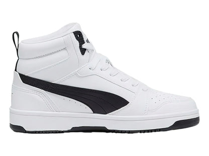 Tenis PUMA Rebound V6 Mid Blanco y Negro para Niño