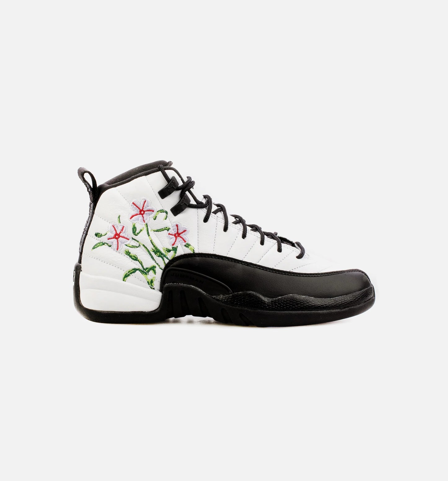 Air Jordan 12 Retro Floral Grade School Lifestyle Shoe Black White