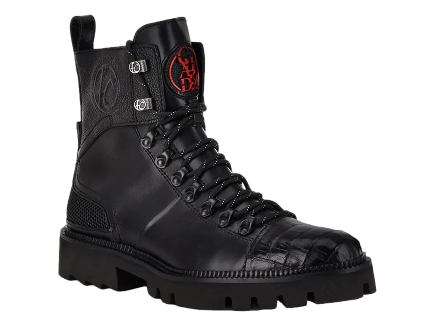 Botas Cuadra de Piel de Caimán Negro para Hombre