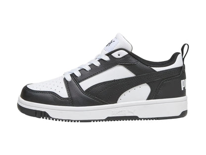 Tenis PUMA Rebound V6 Lo Blanco y Negro para Niño
