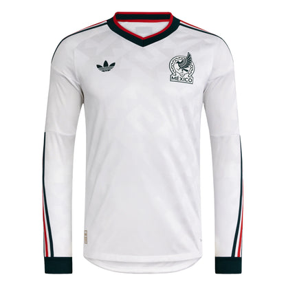 adidas Mexico Away Authentic Long Sleeve Mens Soccer Jersey 2026 White