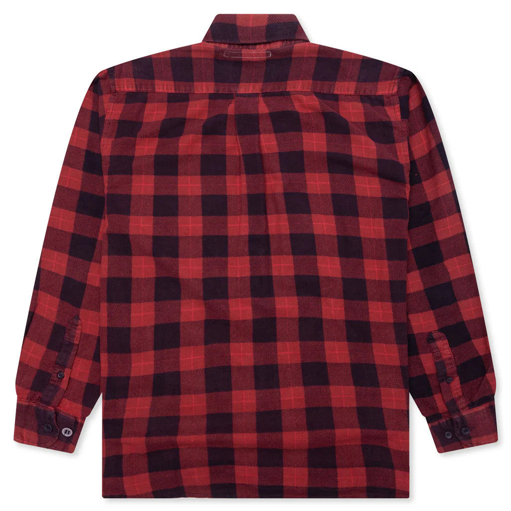 Over Dyed Ribbon Shirt Red