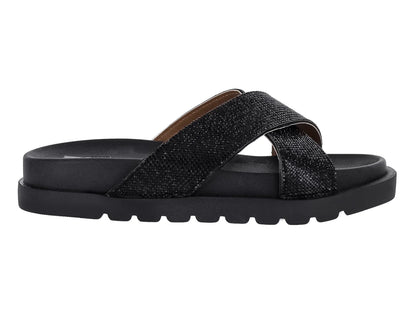 Sandalias Luna Rosa Negro con Pedrería para Mujer