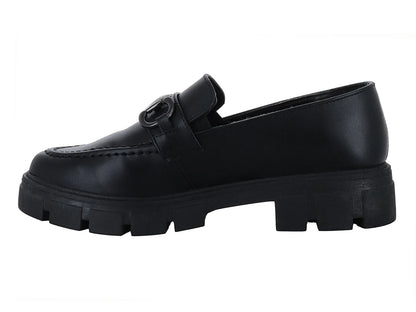Zapatos Mocasines Luna Rosa Negros para Mujer