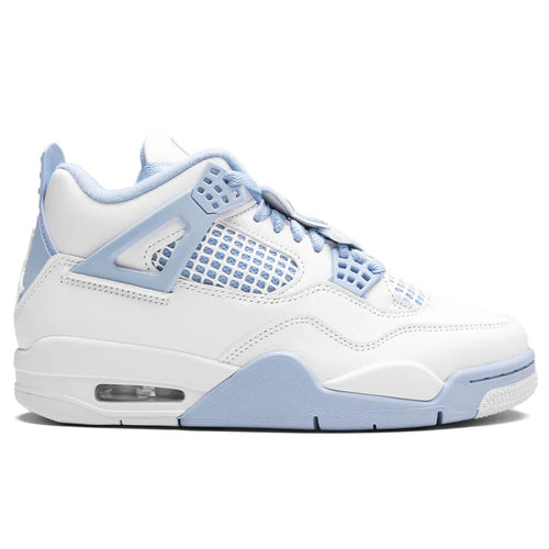 Womens Air Jordan 4 Retro Aluminum White Aluminum Blue Tint Oil Green