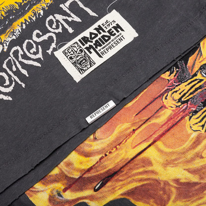 Represent x Iron Maiden Number Of The Beast Long Sleeve T Shirt Sunfade Grey