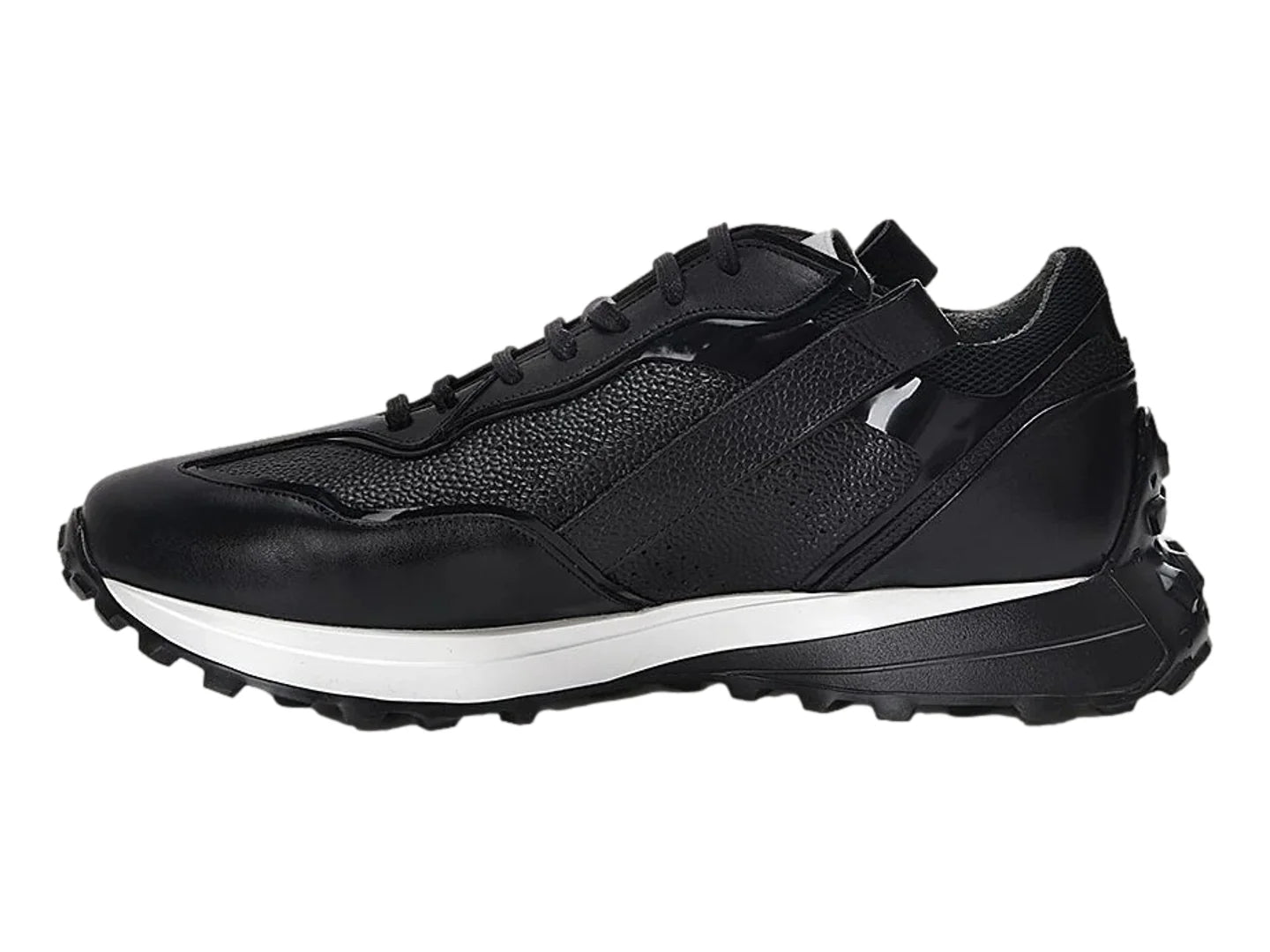 Tenis Cuadra de Piel Ternera Negro para Hombre