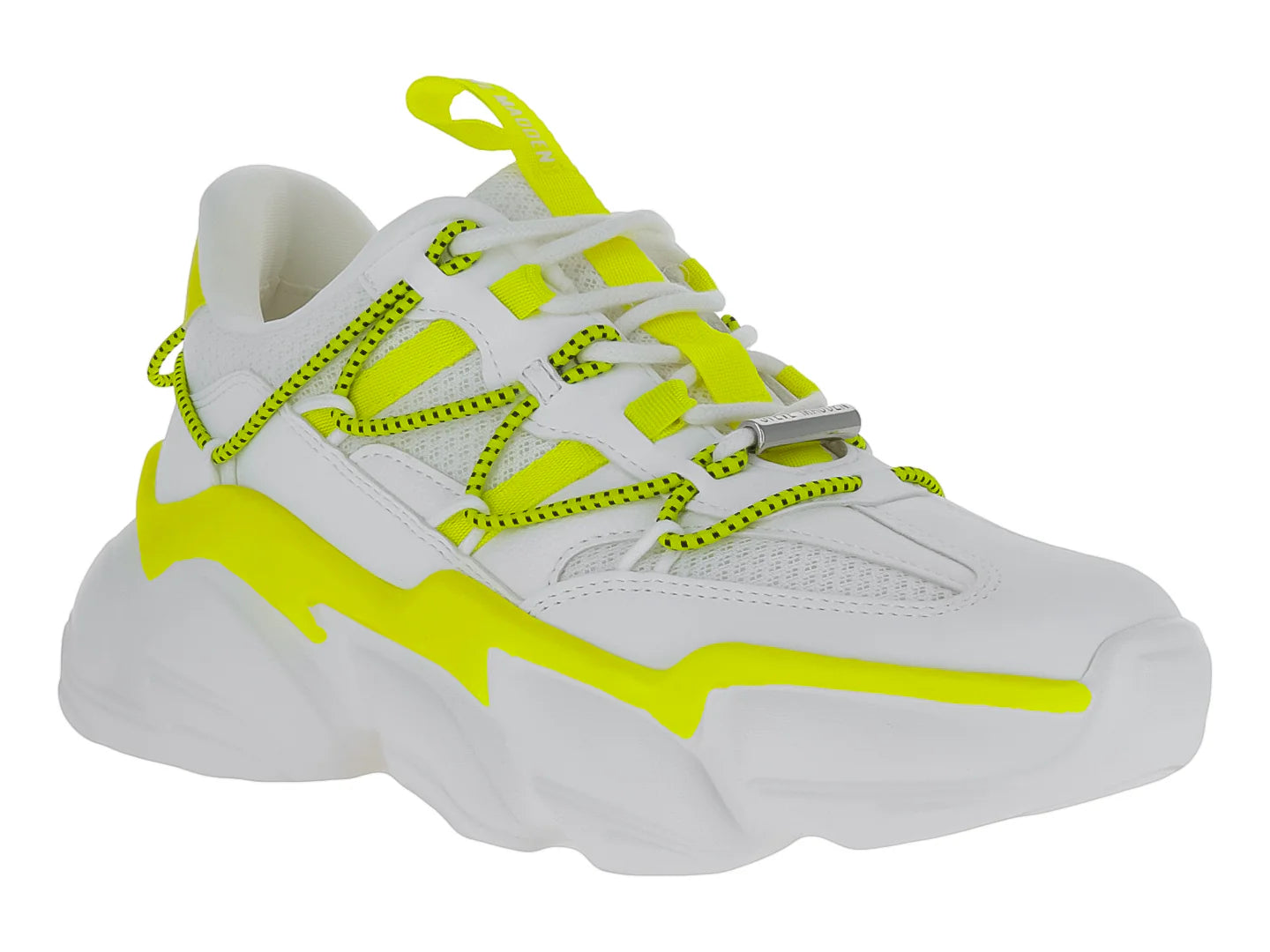 Tenis Steve Madden Specta Blanco y Amarillo Neón para Mujer