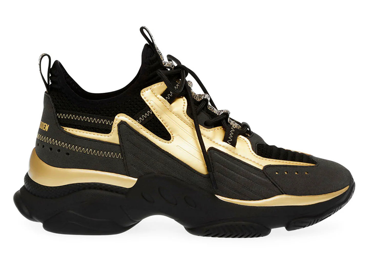 Tenis Steve Madden Match Box Negro y Dorado para Mujer