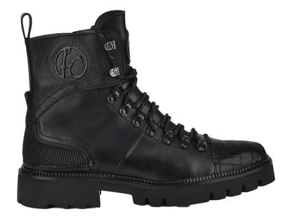 Botas Cuadra de Piel de Caimán Negro para Hombre