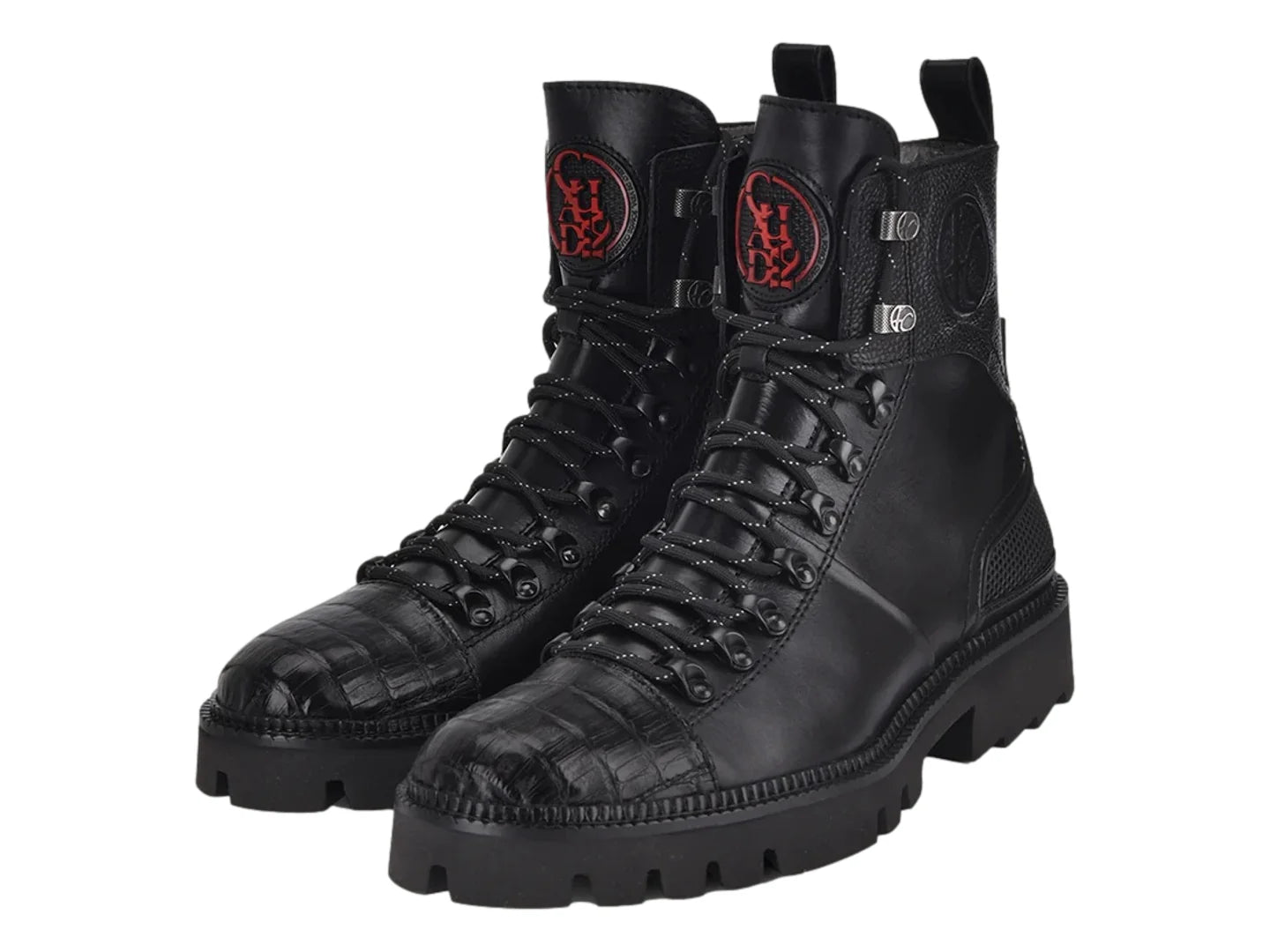 Botas Cuadra de Piel de Caimán Negro para Hombre