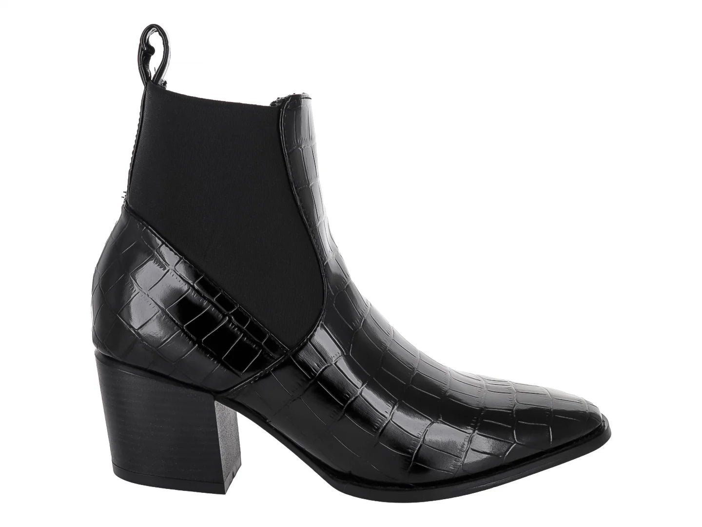 Botines Diana Denisse Negro Charol Caimán para Mujer
