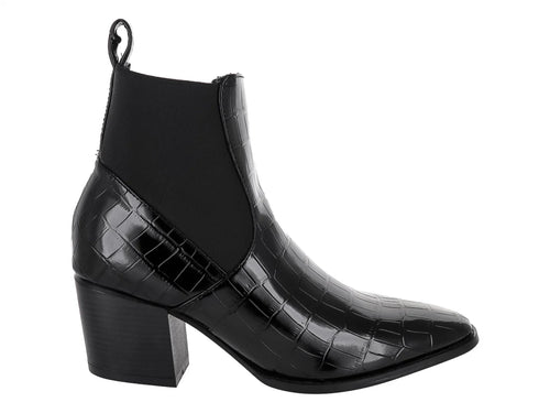 Botines Diana Denisse Negro Charol Caimán para Mujer