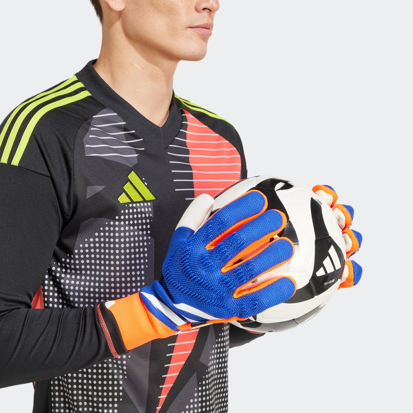 adidas Predator Pro Fingersave Goalkeeper Gloves Lucid Blue Red White