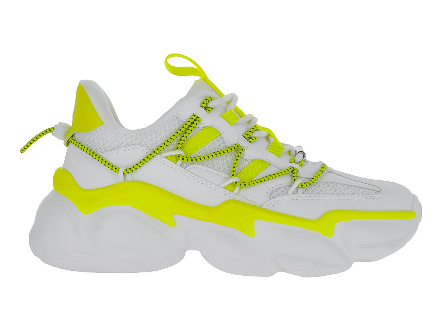 Tenis Steve Madden Specta Blanco y Amarillo Neón para Mujer