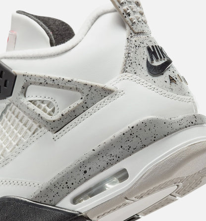 Air Jordan 4 Retro White Cement Grade School Lifestyle Shoe Summit White Fire Red Cement Grey Black