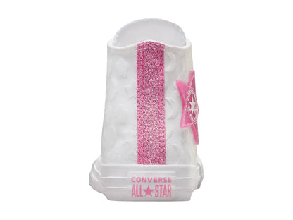 Tenis Converse Chuck Taylor All Star Sparkle Blanco y Rosa para Niña